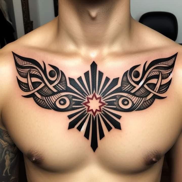 kiểu tattoo nghệ thuật cho nam trước ngực