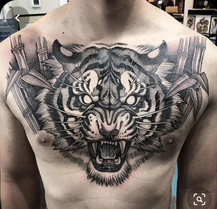 mẫu tattoo đầu hổ oai lực đầy cá tính cho nam