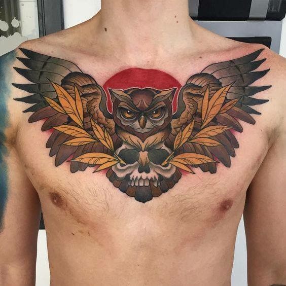 ý tưởng tattoo sáng tạo trên ngực đầy khí chất