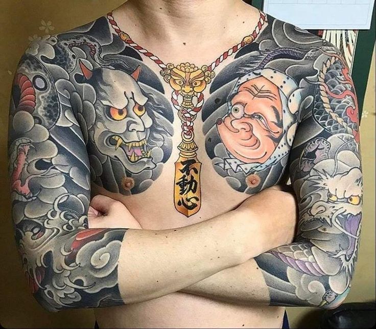 phong cách tattoo ở ngực và full cánh tay cho nam