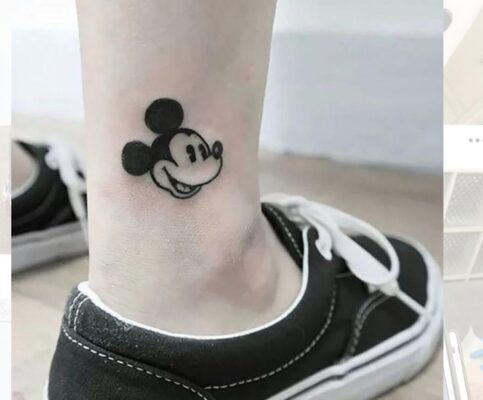 hình xăm chuột mickey ở cổ chân