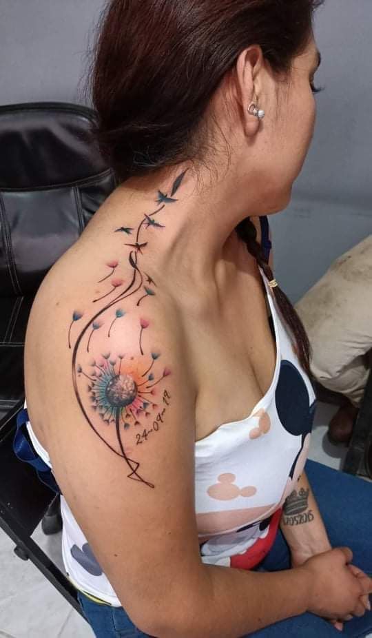 100 hình xăm bồ công anh mini ở tay và ở vai cực dễ thương - Genztattoo