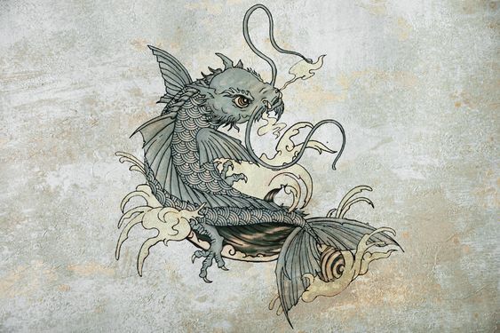 Hình xăm cá chép hóa rồng phác họa tattoo cá chép hóa rồng