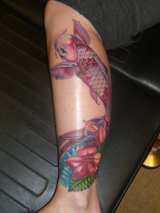 Hình xăm cá chép độc đáo kết hợp hoa anh đào tattoo cá chép độc đáo kết hợp hoa anh đào