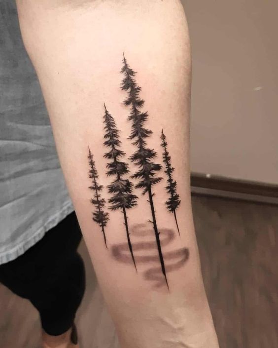 kiểu tattoo cây thông nghệ thuật cho nam