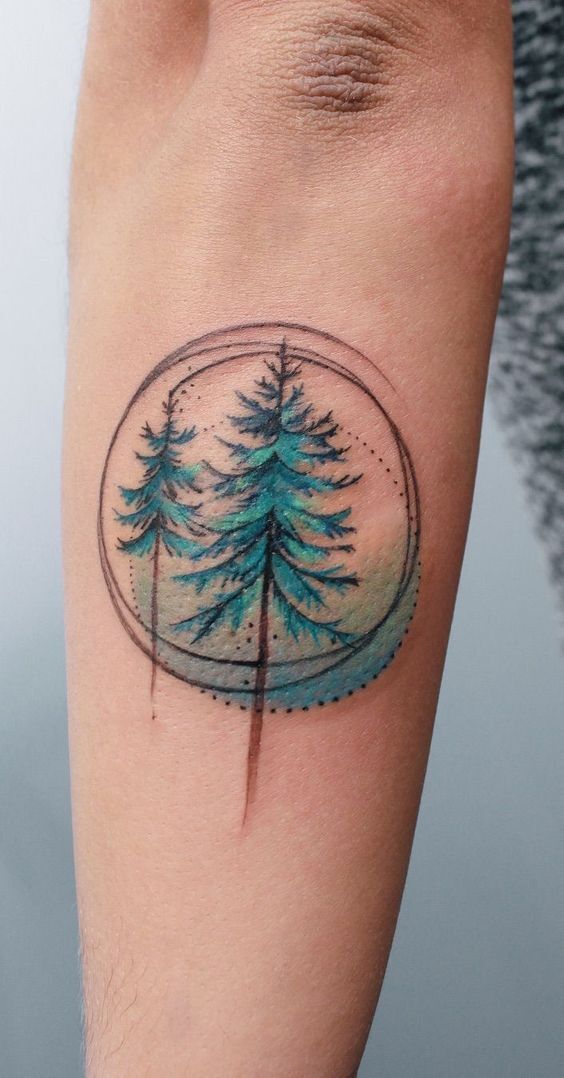 mẫu tattoo cây thông đẹp mắt