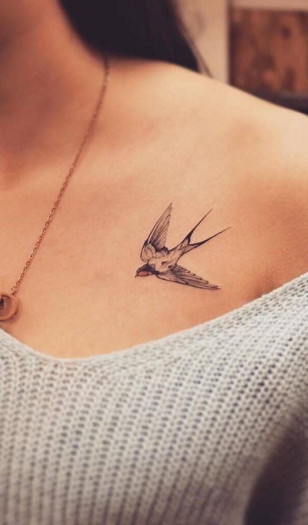 kiểu tattoo chim én mini ở vai