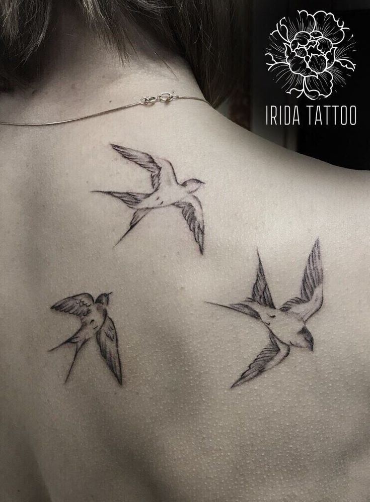 mẫu tattoo chim én cực đẹp ở lưng