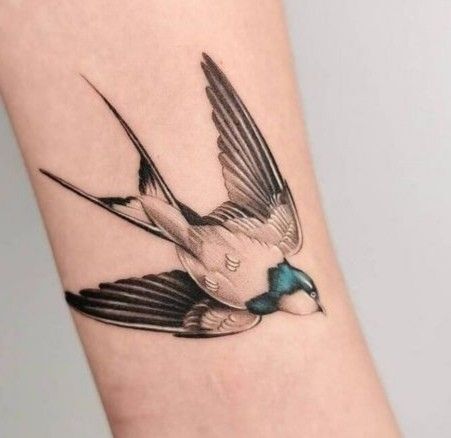 tattoo chim én cổ xanh siêu đẹp