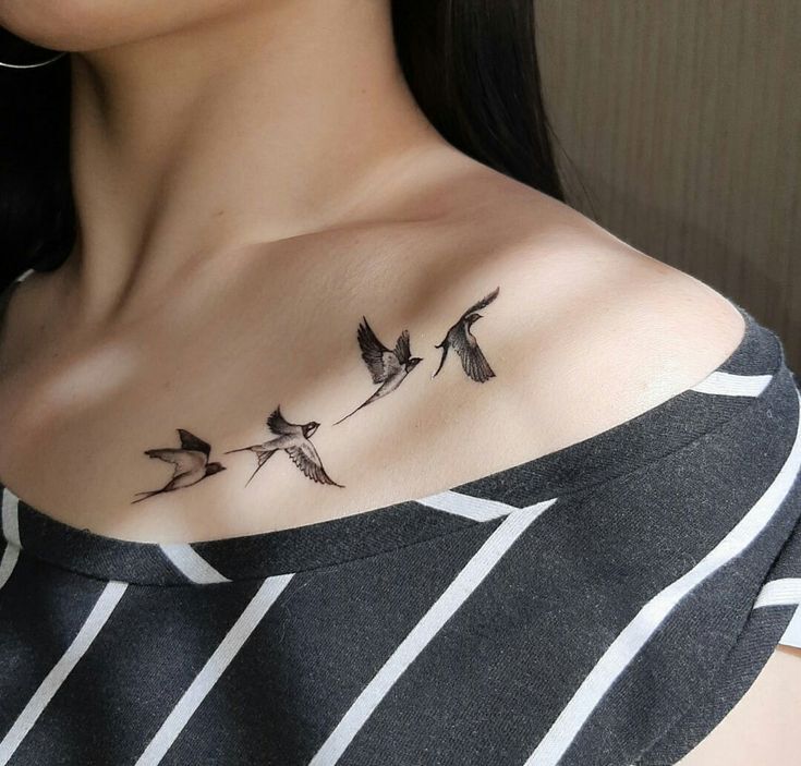 tattoo chim én cực đẹp ở xương quai xanh