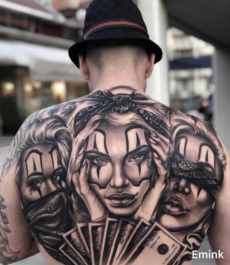 Mẫu hình xăm chú hề kín lưng cực ngầu mẫu tattoo chú hề full lưng cực chiến