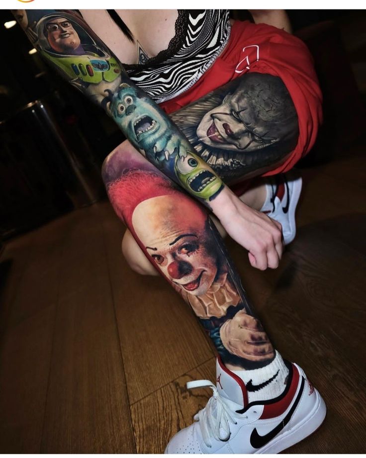 Hình xăm chú hề toàn chân cho nam tattoo chú hề full chân cho nam