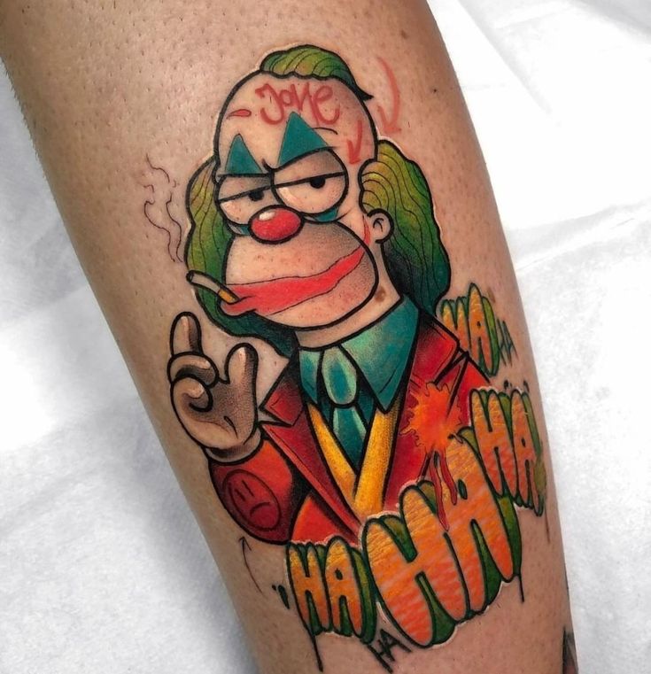 Hình xăm chú hề hút thuốc cực ngầu tattoo chú hề hút thuốc cực ngầu