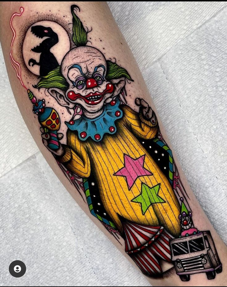 Hình xăm chú hề trông rất đáng sợ tattoo chú hề nhìn rất ghê sợ