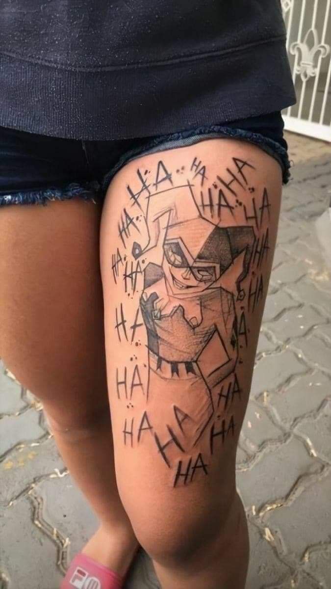 hình xăm chú hề với nụ cười rùng rợn tattoo chú hề với điệu cười ghê rợn