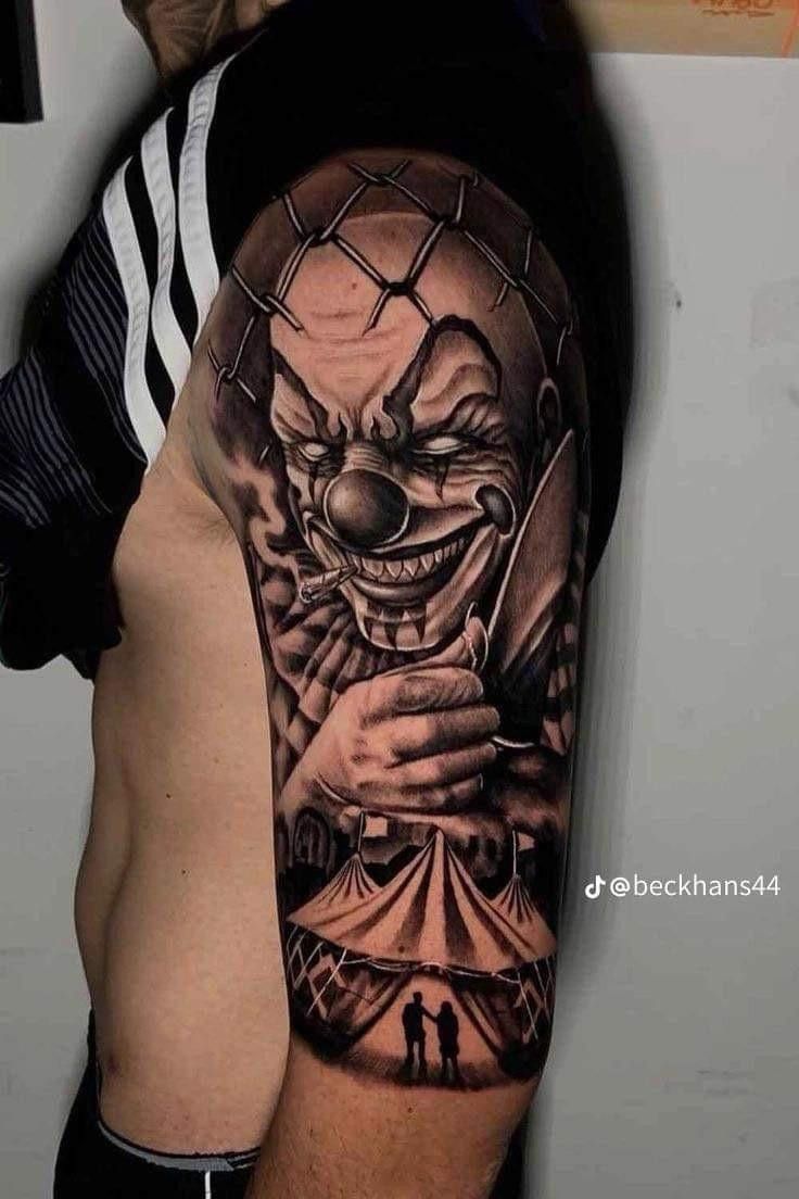 Đại chiến với hình xăm chú hề trên tay khách hàng cực chiến với tattoo chú hề trên tay anh khách