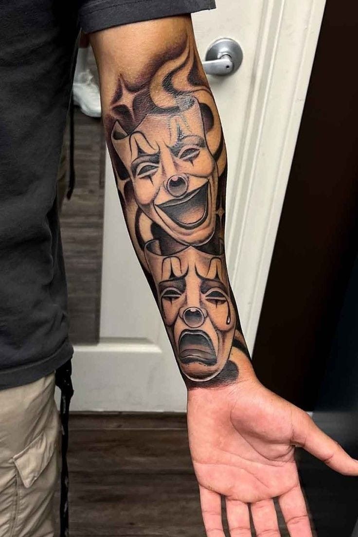 hình xăm mặt nạ chú hề đẹp tattoo mặt nạ chú hề đẹp