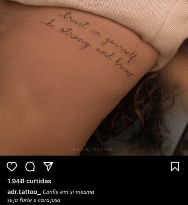 hình xăm chữ trust in yourself be strong and brave