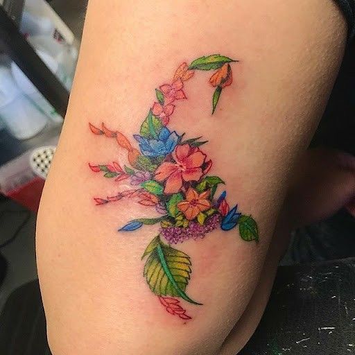 Hình xăm bông hoa tạo thành con bọ cạp Top 999+ hình xăm con bọ cạp siêu ngầu và cá tính - Genztattoo
