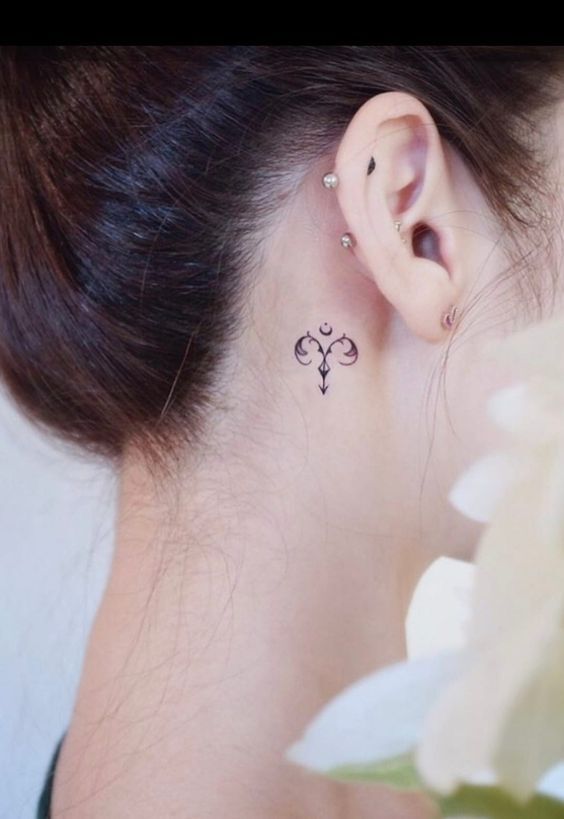 Hình xăm bạch dương sau tai 2 mẫu hình xăm biểu tượng bạch dương mini ở sau tai mẫu 2