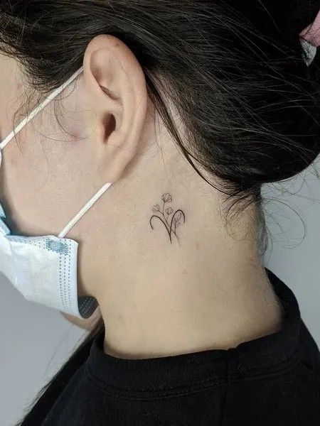 Hình xăm bạch dương sau tai 1 mẫu hình xăm biểu tượng bạch dương mini ở sau tai mẫu 1