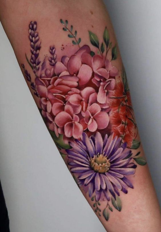 Hình xăm hoa cúc đáng yêu Tattoo hoa cúc yêu kiều