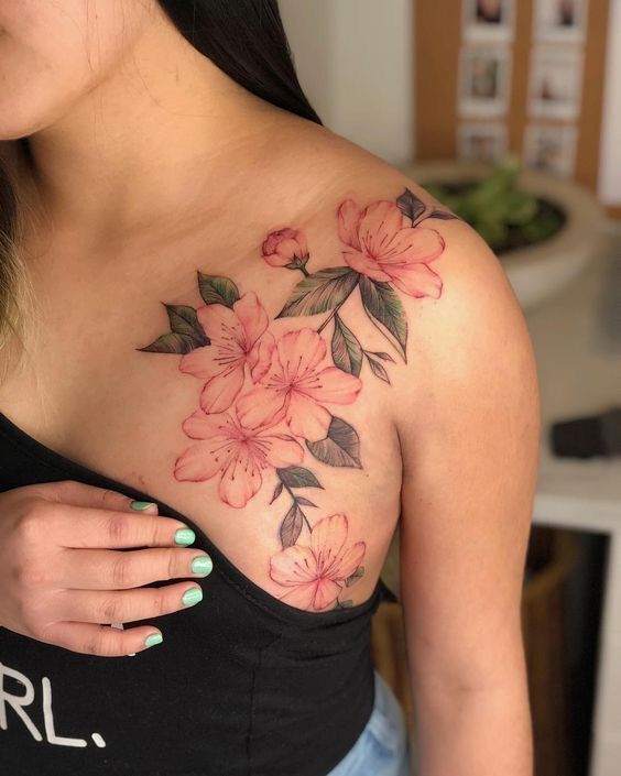 mẫu tattoo hoa đào cực đẹp