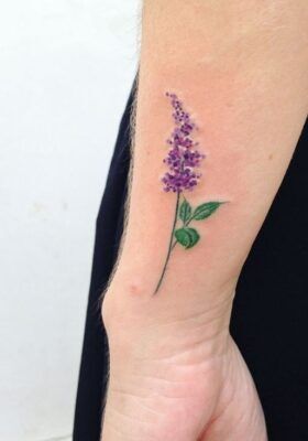 hình xăm hoa lavender ở cánh tay