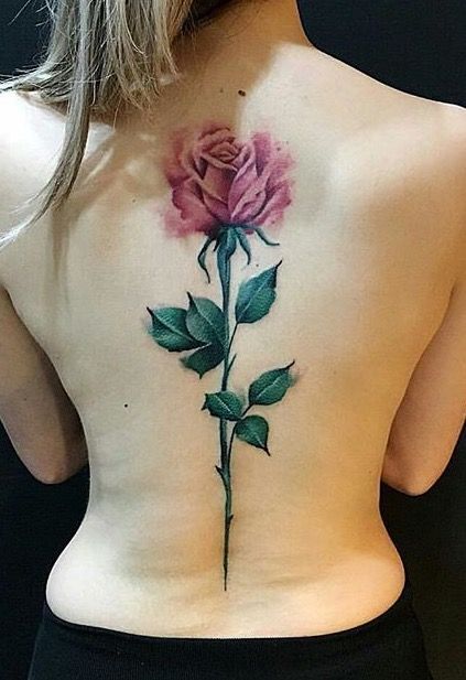 Hình xăm hoa mộc mạc ở lưng Tattoo hoa sau lưng mộc mạc