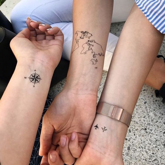 Hình xăm la bàn mini cho bạn thân hình xăm la bàn mini cho hội bạn thân
