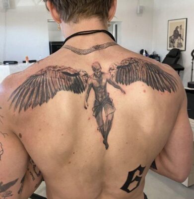 Hình xăm thiên thần sa ngã của Lucifer sau lưng cực ngầu xăm thiên thần sa ngã lucifer ở lưng siêu ngầu