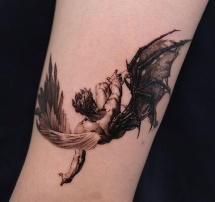 Một hình xăm lucifer sa ngã rất nghệ thuật xăm lucifer sa ngã cực nghệ thuật