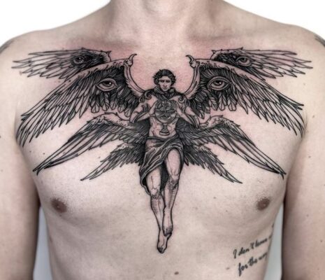 Hình xăm lucifer mát mẻ trên ngực hình xăm lucifer cực chất ở ngực