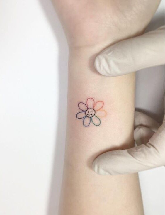 mẫu tattoo cổ tay hình mặt cười siêu xinh
