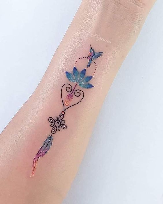 Hình xăm cánh tay mini thiết kế hoa sen cách điệu hình xăm ở tay mini mẫu hoa sen cách điệu