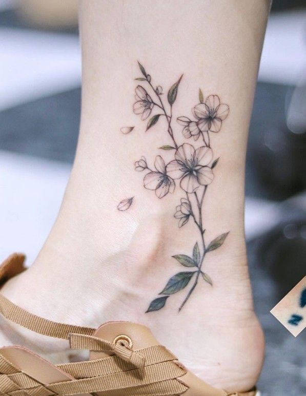 Chọn mẫu hình xăm cành hoa tinh tế lựa chọn mẫu tattoo cành hoa tinh tế