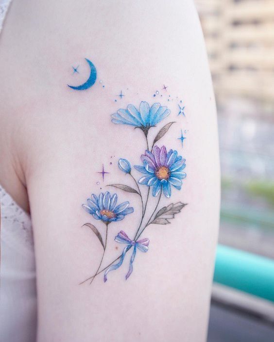 Hình xăm hoa cúc đồng tiền hình xăm hoa cúc đồng tiền