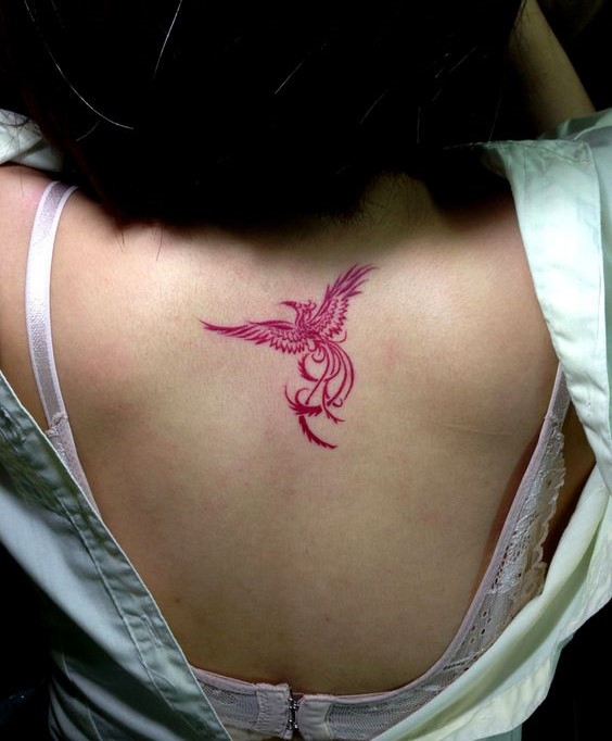 Hình xăm phượng hoàng lửa mini màu sắc trung tính tattoo phượng hoàng lửa mini màu sắc trung hòa