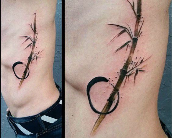 hình xăm cây tre ở sườn mẫu 3
