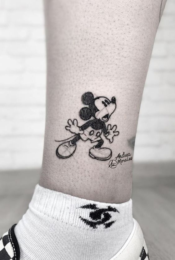 hình xăm mickey mini đen trắng hình xăm mickey mini đen trắng