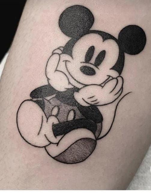 hình xăm chuột mickey trắng đen hình xăm chuột mickey trắng đen