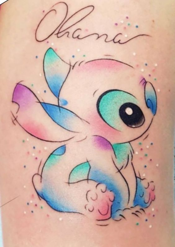 hình xăm stitch mini màu cầu vòng hình xăm stitch mini màu cầu vòng