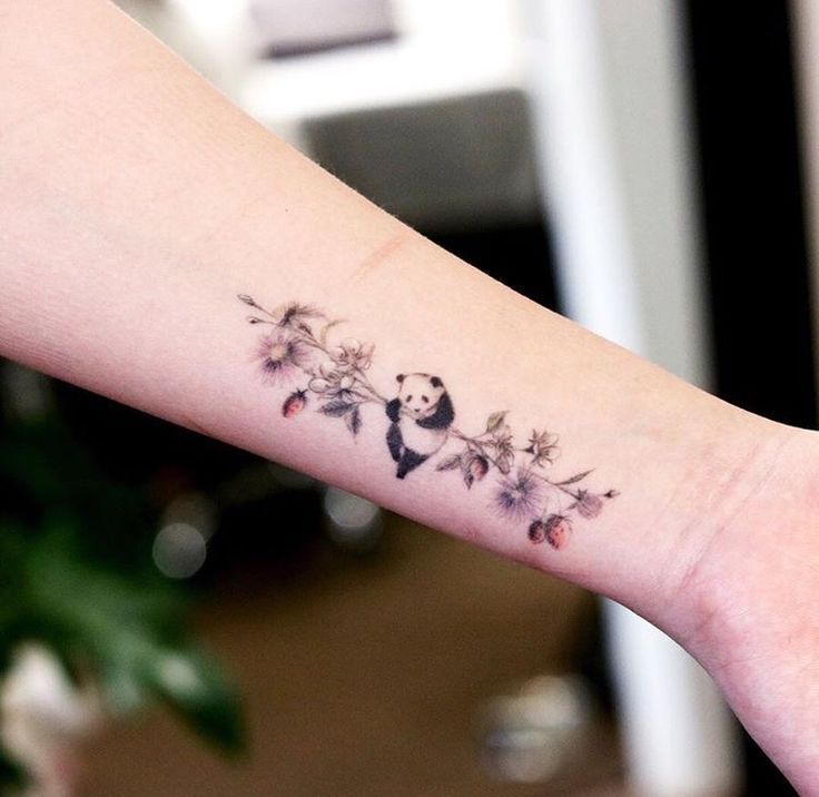 chú gấu trúc nhỏ tinh nghịch đang đu mình trên cành hoa gấu trúc mini tinh nghịch đu cành hoa