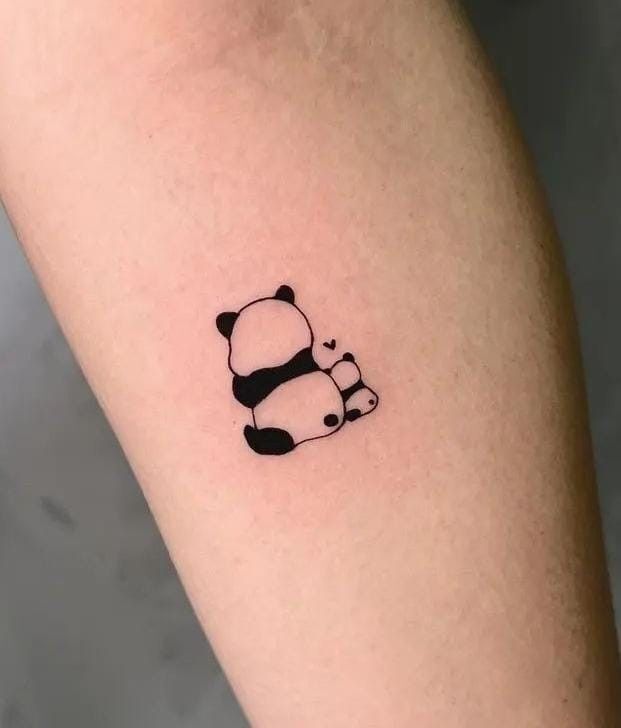mẹ và bé gấu trúc mini siêu dễ thương mẹ con gấu trúc mini siêu cute