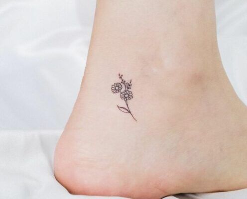 mẫu tattoo hoa cúc mini nhỏ nhắn