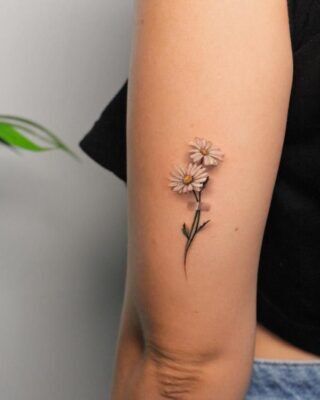 mẫu tattoo cúc họa mi trắng cực đẹp