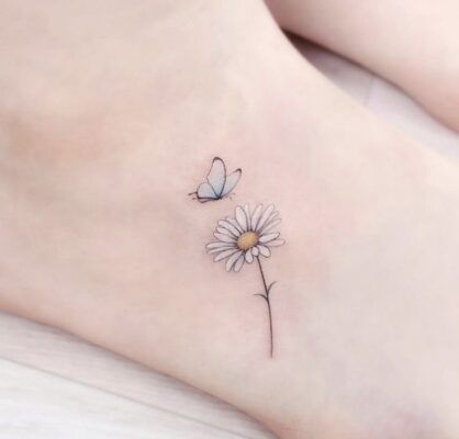 mẫu tattoo mini cúc hoa mi cực xinh