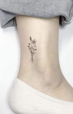 mẫu tattoo khóm hoa dại mini