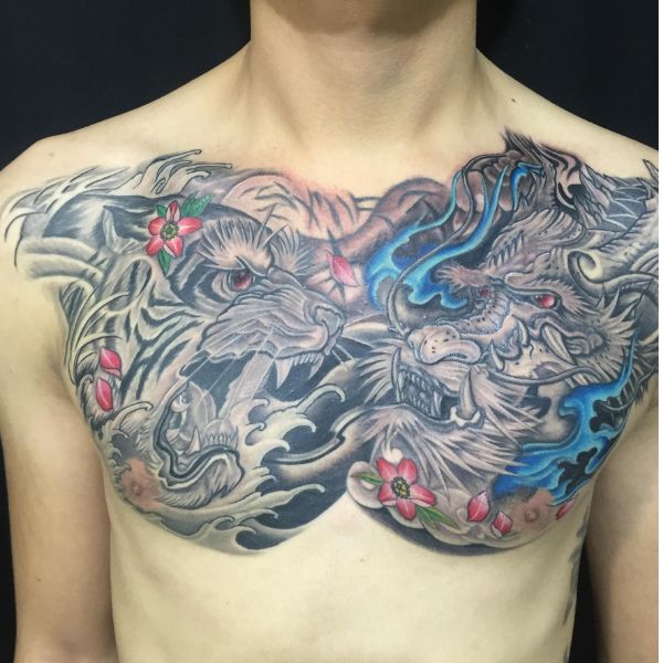 Tattoo rồng và hổ nhật cổ