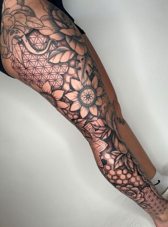 Hình xăm hoa mandala kín chân Hình xăm hoa mandala kín chân